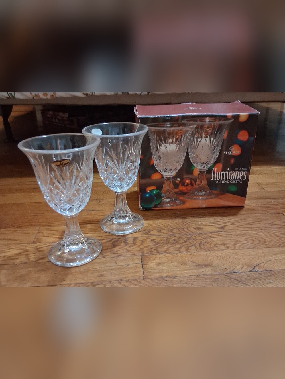 St. George Fine Lead Crystal Hurricane Votive Candle Holders - Set of 2